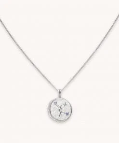 Astrid & Miyu Cancer Zodiac Pendant Necklace In Silver Zodiac Necklaces