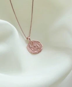 Astrid & Miyu Aquarius Zodiac Pendant Necklace In Rose Gold Pendant Necklaces