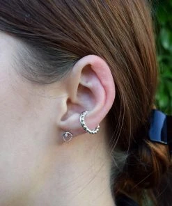 Astridandmiyu Sale Arched Diamond Charm Barbell In Silver