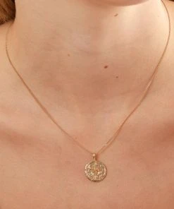 Astrid & Miyu Aries Zodiac Pendant Necklace In Gold