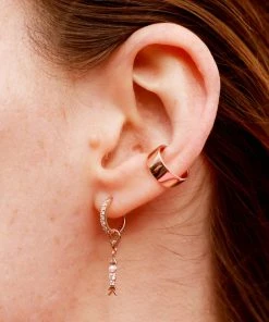 Astridandmiyu Earrings Single Dia Base Hoop In Rose Gold