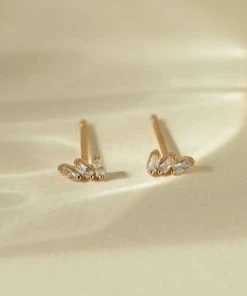 Astridandmiyu Baguette Crystal Stud Earrings In Gold 7 Astridandmiyu Baguette Crystal Stud Earrings In Gold