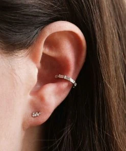 Astridandmiyu Baguette Crystal Stud Earrings In Silver