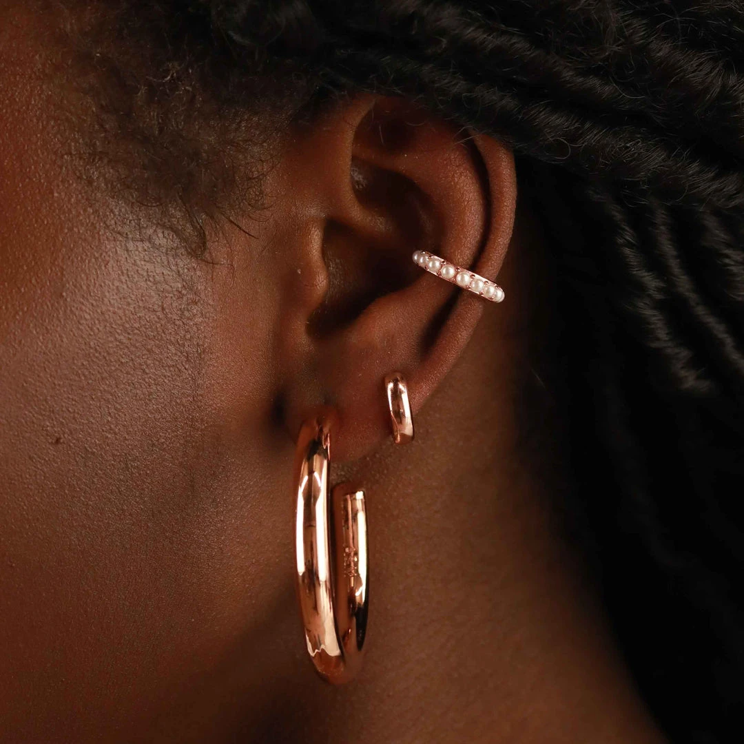 Astrid & Miyu Earrings Bold Huggies In Rose Gold 4 Astrid & Miyu Earrings Bold Huggies In Rose Gold