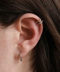 Astrid & Miyu Beaded Base Hoops In Silver Earrings