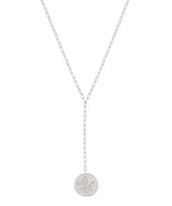 Astridandmiyu Blossom Coin Lariat Necklace In Silver