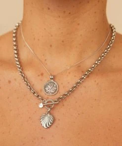 Astridandmiyu Sale Blossom Coin Pendant Necklace In Silver
