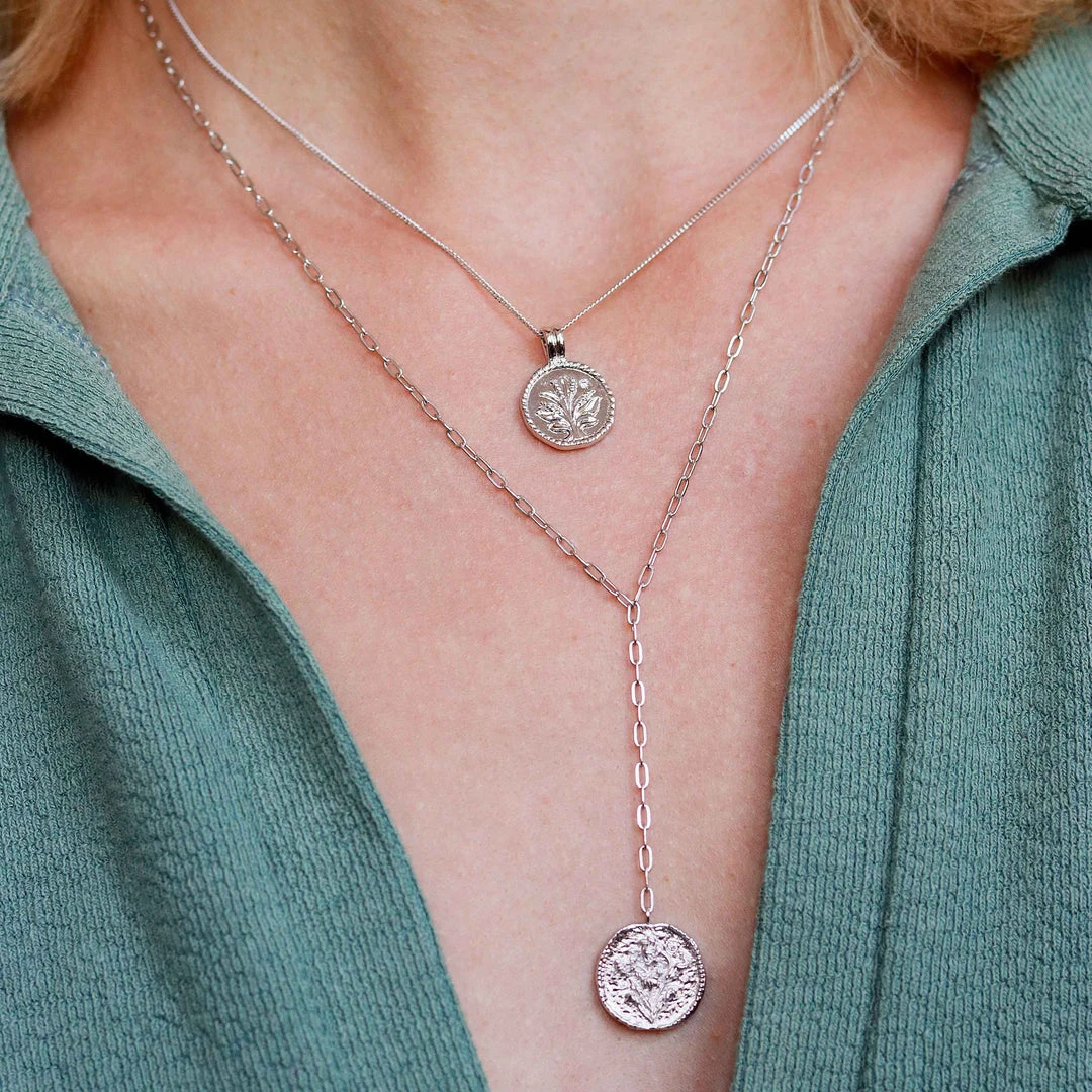 Astridandmiyu Sale Blossom Coin Pendant Necklace In Silver 7 Astridandmiyu Sale Blossom Coin Pendant Necklace In Silver