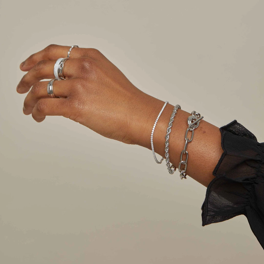 Astrid & Miyu Tennis Chain Bracelet In Silver Bracelets 4 Astrid & Miyu Tennis Chain Bracelet In Silver Bracelets