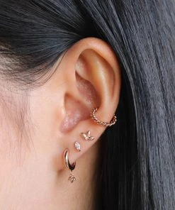 Astridandmiyu Botanist Pendant Hoops In Rose Gold