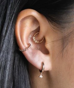 Astridandmiyu Botanist Pendant Hoops In Rose Gold