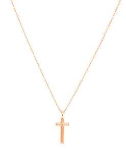 Astridandmiyu Boyfriend Cross Necklace In Rose Gold