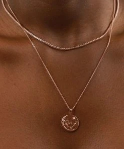 Astrid & Miyu Capricorn Zodiac Pendant Necklace In Rose Gold