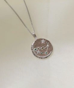 Astrid & Miyu Zodiac Necklaces Capricorn Zodiac Pendant Necklace In Silver