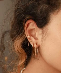 Astrid & Miyu Earrings Chain Huggies In Gold