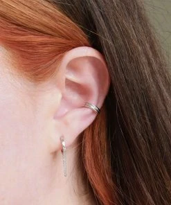 Astrid & Miyu Sale Chain Huggies In Silver