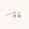 Astrid & Miyu Cosmic Emerald Stud Earrings In Rose Gold