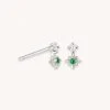 Astrid & Miyu Cosmic Emerald Stud Earrings In Silver 1 Astrid & Miyu Cosmic Emerald Stud Earrings In Silver