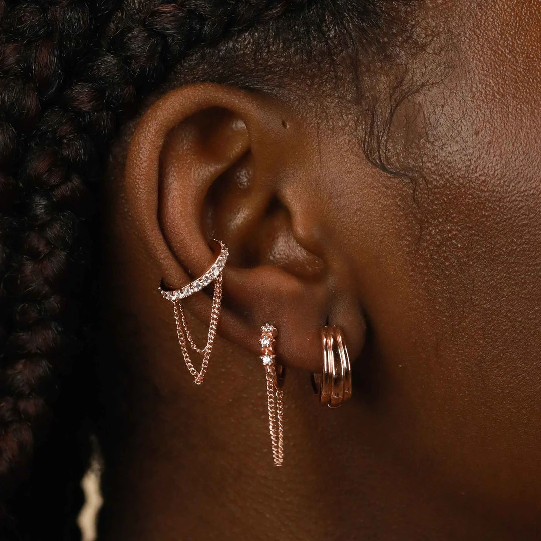 Astrid & Miyu Ripple Hoops In Rose Gold Earrings 4 Astrid & Miyu Ripple Hoops In Rose Gold Earrings