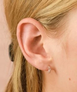 Astrid & Miyu Crystal Cluster Huggies In Rose Gold Earrings