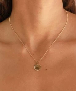 Astrid & Miyu Crystal Crescent Pendant Necklace In Gold Necklaces