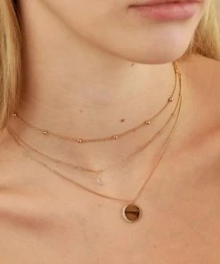 Astridandmiyu Necklaces Crystal Crescent Pendant Necklace In Rose Gold