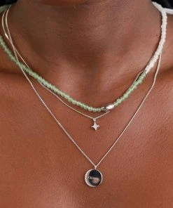 Astridandmiyu Necklaces Crystal Crescent Pendant Necklace In Silver