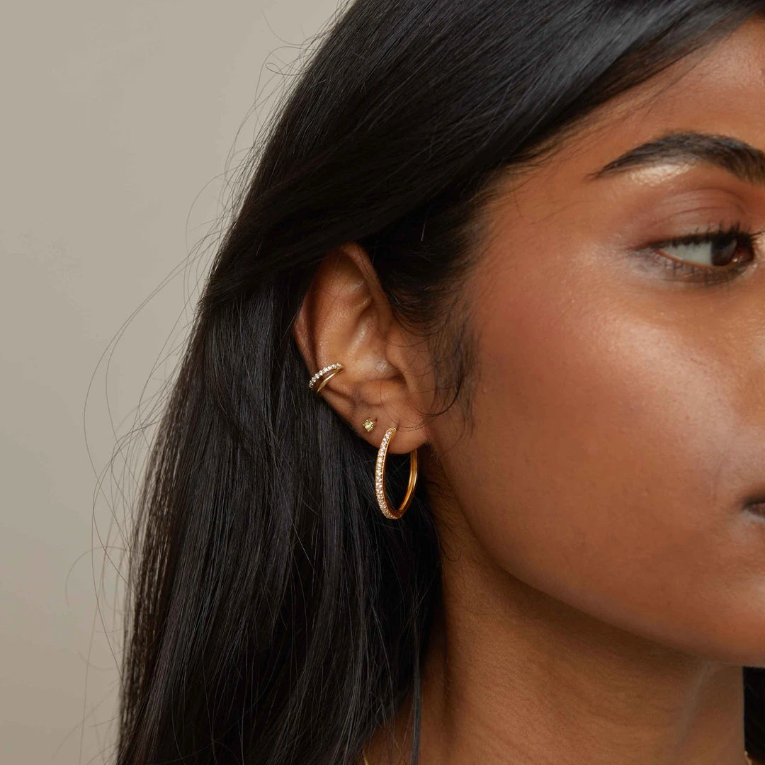 Astrid & Miyu Crystal Hinge Large Hoops In Gold Earrings 4 Astrid & Miyu Crystal Hinge Large Hoops In Gold Earrings