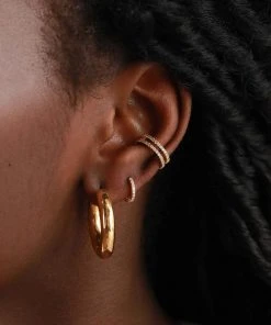 Astridandmiyu Best Sellers Crystal Jewelled Huggies In Gold