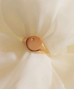 Astridandmiyu Rings Crystal Set Signet Ring In Gold