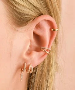 Astrid & Miyu Crystal Spike Huggies In Gold Earrings 12 Astrid & Miyu Crystal Spike Huggies In Gold Earrings