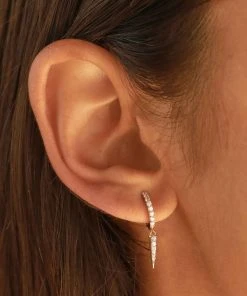 Astrid & Miyu Crystal Spike Huggies In Gold Earrings 11 Astrid & Miyu Crystal Spike Huggies In Gold Earrings