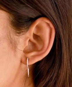 Astrid & Miyu Crystal Spike Huggies In Rose Gold