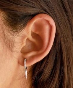 Astrid & Miyu Crystal Spike Huggies In Silver