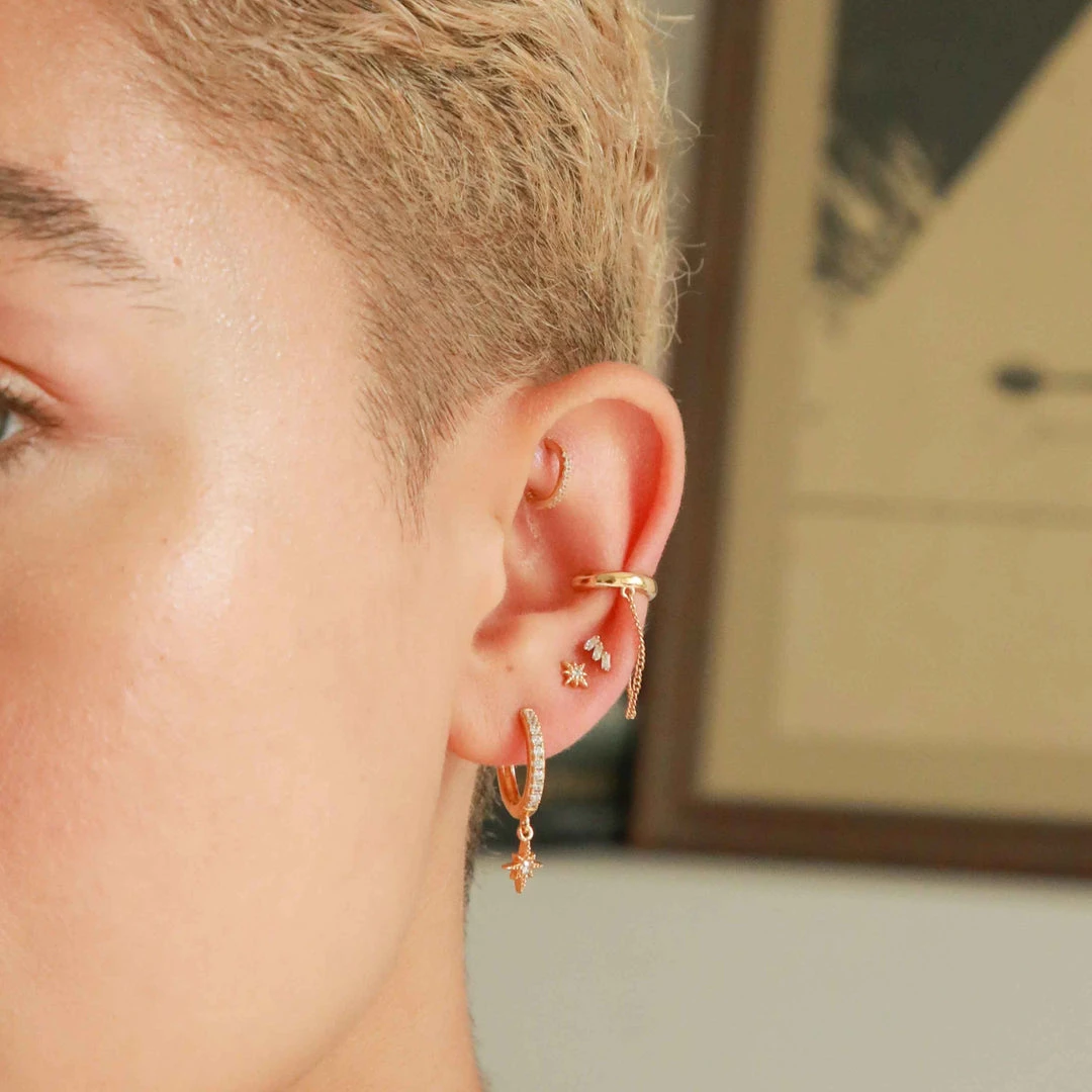 Astrid & Miyu Crystal Star Hoops In Gold Best Sellers 7 Astrid & Miyu Crystal Star Hoops In Gold Best Sellers