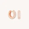 Astrid & Miyu Sale Crystal Bold Huggies In Rose Gold 1 Astrid & Miyu Sale Crystal Bold Huggies In Rose Gold