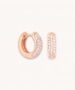 Astrid & Miyu Sale Crystal Bold Huggies In Rose Gold