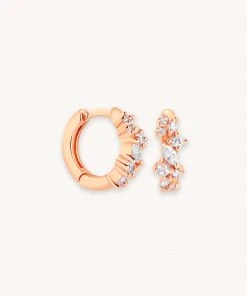 Astrid & Miyu Crystal Cluster Huggies In Rose Gold Earrings