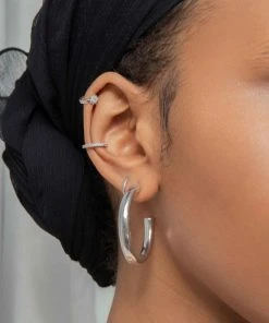 Astrid & Miyu Crystal Ear Cuff In Silver Earrings 14 Astrid & Miyu Crystal Ear Cuff In Silver Earrings