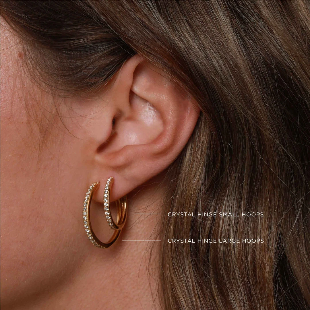 Astrid & Miyu Crystal Hinge Large Hoops In Gold Earrings 9 Astrid & Miyu Crystal Hinge Large Hoops In Gold Earrings