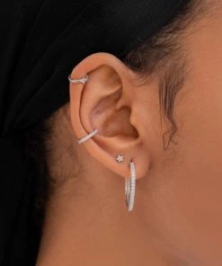 Astrid & Miyu Crystal Ear Cuff In Silver Earrings 11 Astrid & Miyu Crystal Ear Cuff In Silver Earrings