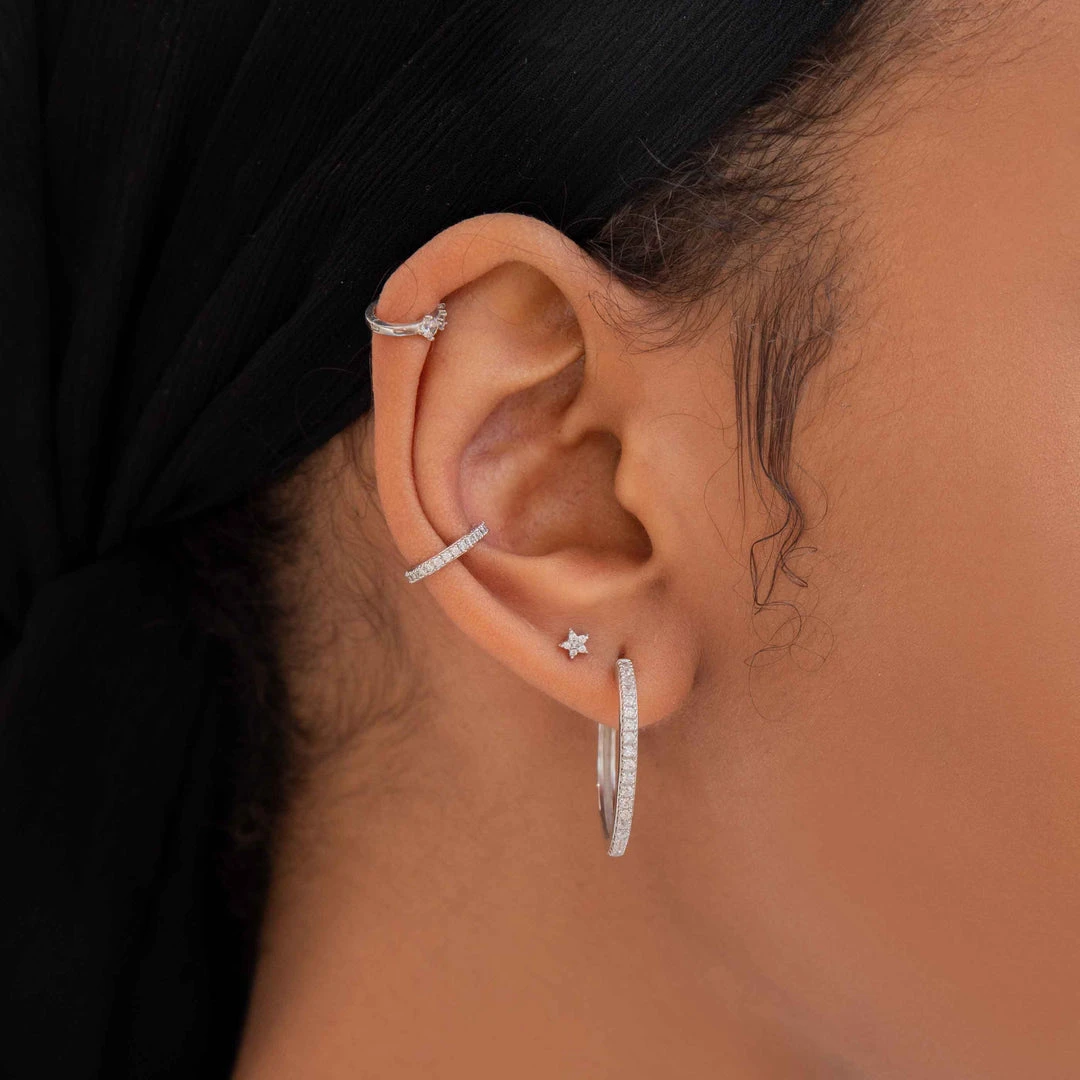 Astrid & Miyu Crystal Ear Cuff In Silver Earrings 5 Astrid & Miyu Crystal Ear Cuff In Silver Earrings