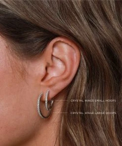 Astrid & Miyu Crystal Hinge Small Hoops In Silver Earrings