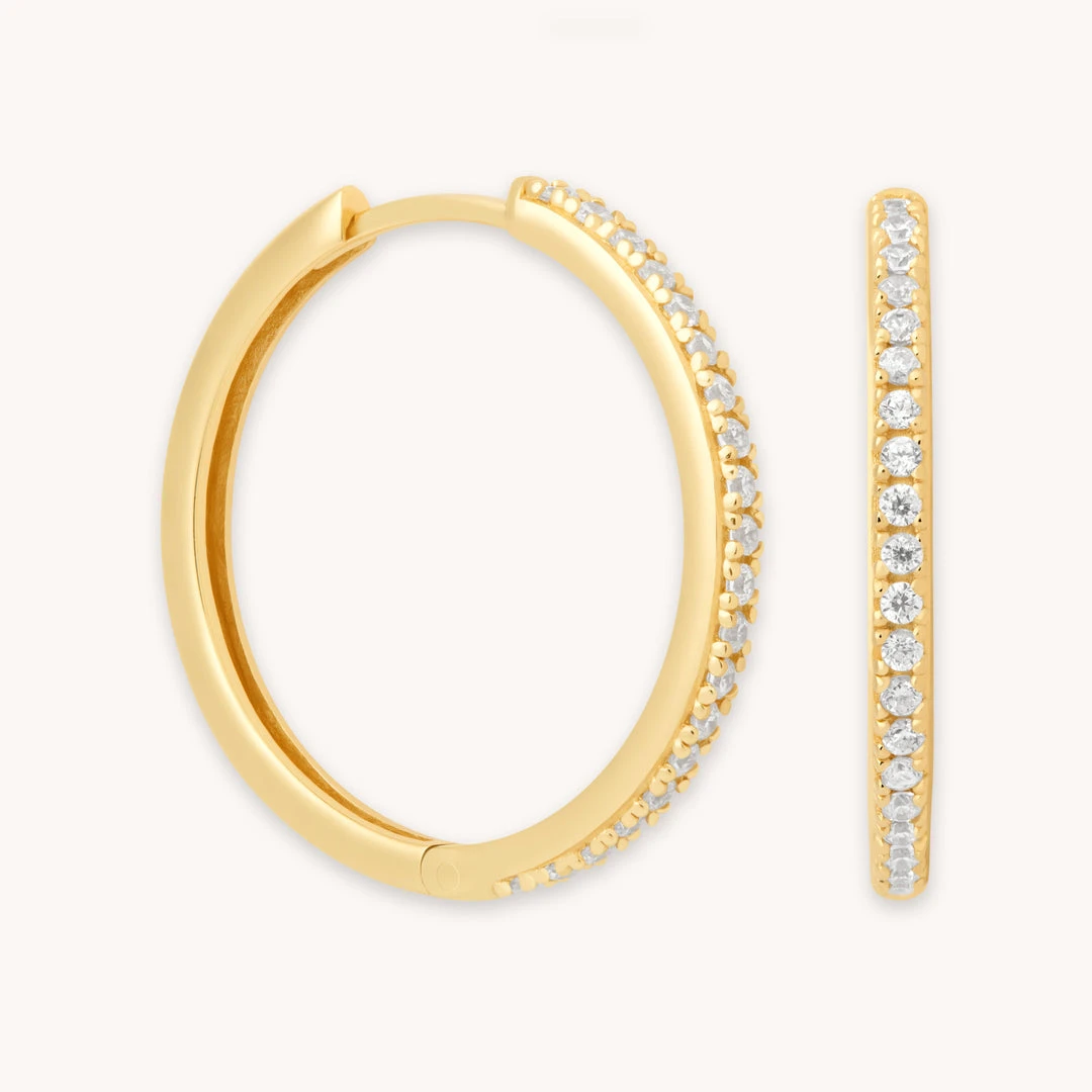 Astrid & Miyu Crystal Hinge Large Hoops In Gold Earrings 3 Astrid & Miyu Crystal Hinge Large Hoops In Gold Earrings