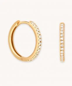 Astrid & Miyu Earrings Crystal Hinge Small Hoops In Gold