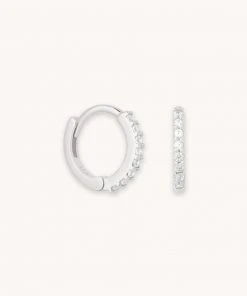 Astridandmiyu Best Sellers Crystal Jewelled Huggies In Silver