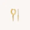 Astrid & Miyu Crystal Spike Huggies In Gold Earrings