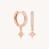 Astrid & Miyu Crystal Star Hoops In Rose Gold Earrings