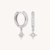 Astrid & Miyu Best Sellers Crystal Star Hoops In Silver