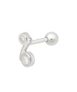 Astridandmiyu Sale Curved Diamond Barbell In Silver